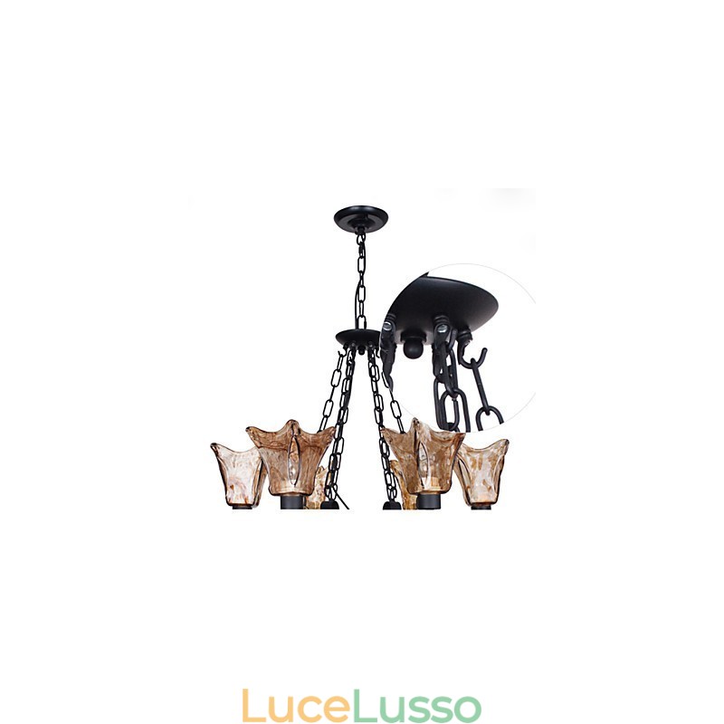 Lampadario 6 luci in vetro tradizionale classico vintage