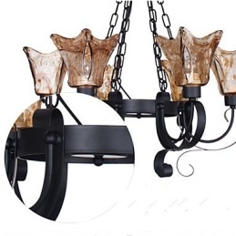 Lampadario 6 luci in vetro tradizionale classico vintage
