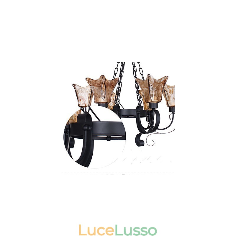 Lampadario 6 luci in vetro tradizionale classico vintage