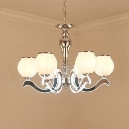 Lampadario a sospensione moderno contemporaneo di lusso a 6 luci con paralume in vetro