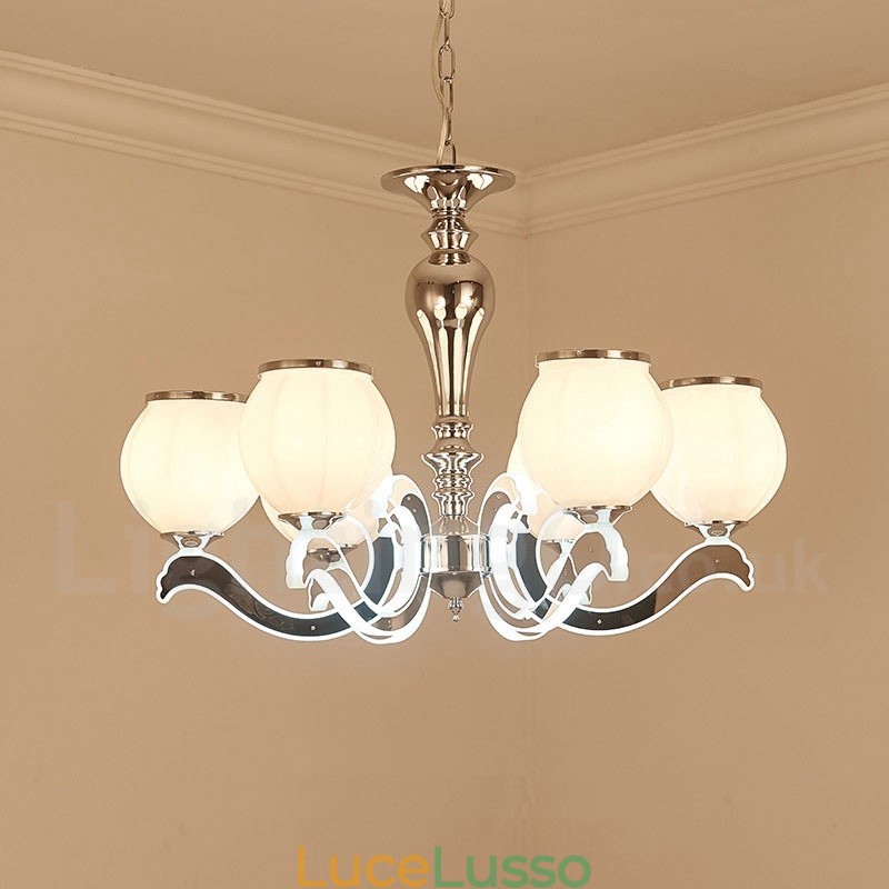 Lampadario a sospensione moderno contemporaneo di lusso a 6 luci con paralume in vetro