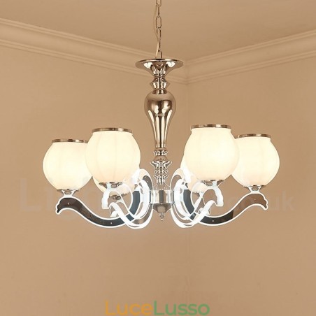 Lampadario a sospensione moderno contemporaneo di lusso a 6 luci con paralume in vetro Lampadario a sospensione moderno contemporaneo di lusso a 6 luci con paralume in vetro