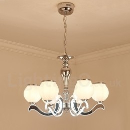 Lampadario a sospensione moderno contemporaneo di lusso a 6 luci con paralume in vetro