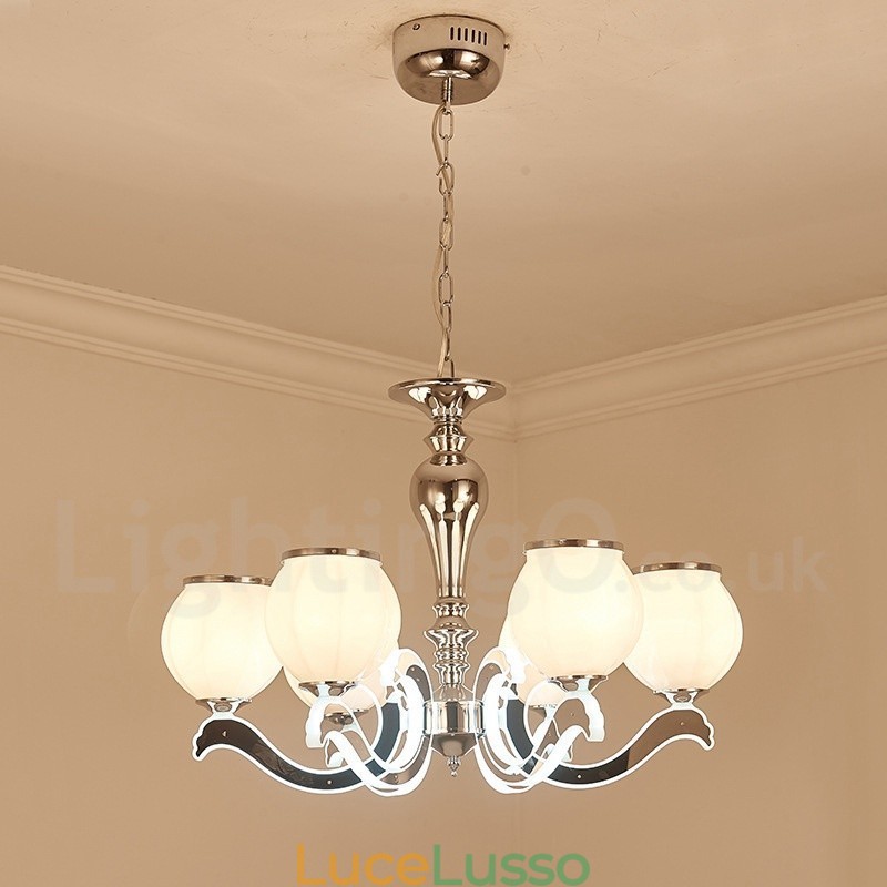Lampadario a sospensione moderno contemporaneo di lusso a 6 luci con paralume in vetro