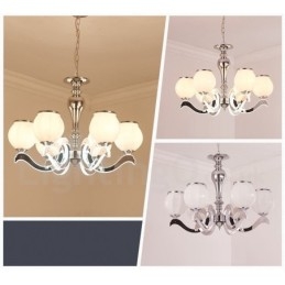 Lampadario a sospensione moderno contemporaneo di lusso a 6 luci con paralume in vetro