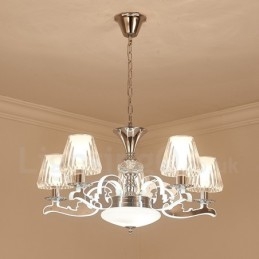 Lampadario a sospensione in cristallo di lusso rustico retrò con paralume in vetro