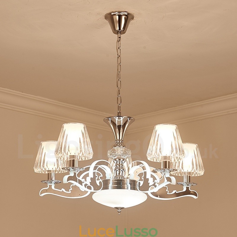 Lampadario a sospensione in cristallo di lusso rustico retrò con paralume in vetro