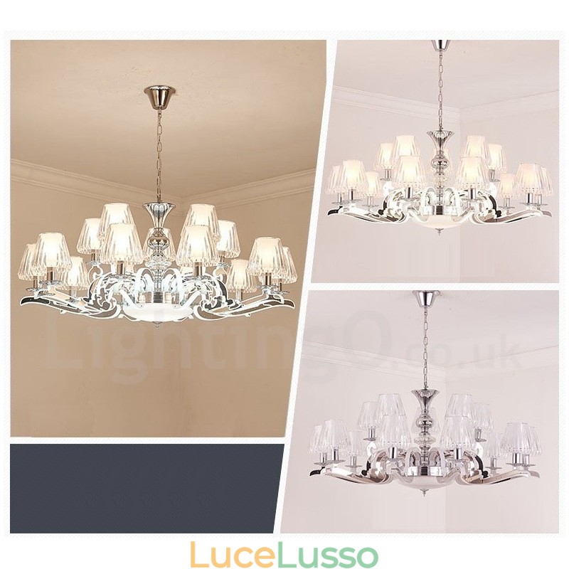 Lampadario a sospensione in cristallo di lusso rustico retrò con paralume in vetro