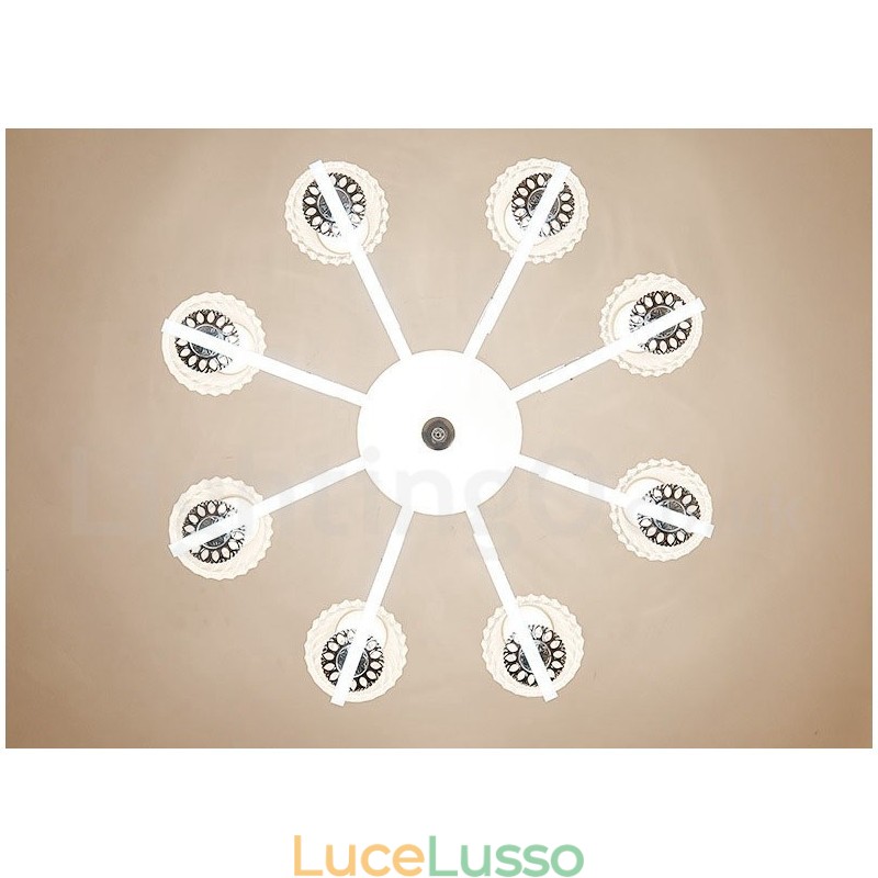 Lampadario a sospensione in cristallo di lusso rustico retrò con paralume in vetro