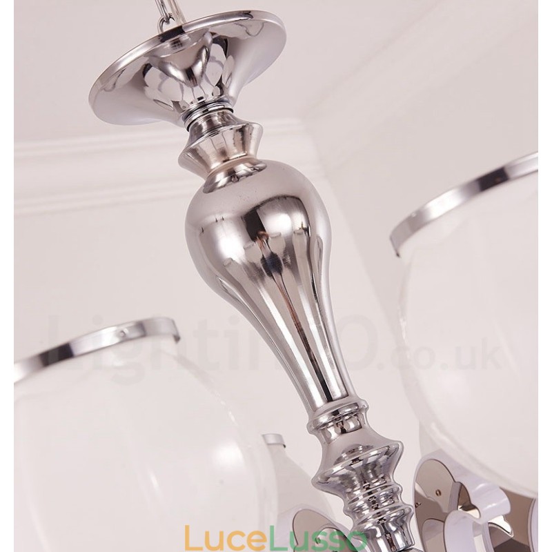 Lampadario a sospensione moderno contemporaneo di lusso a 8 luci con paralume in vetro