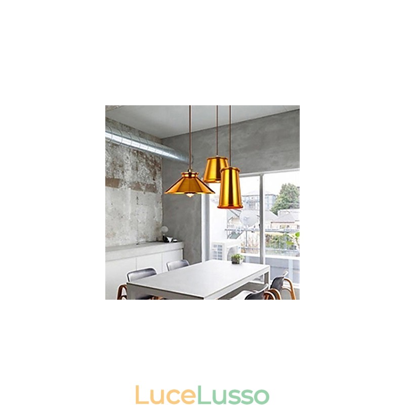 Lampadario Mini Stile Moderno Contemporaneo Metallo 3 Luci Lampada a Sospensione