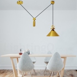 Lampada a sospensione moderna contemporanea in stile nordico con salite e discese, in rame puro, lampada da soffitto in ottone