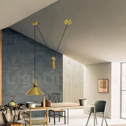 Lampada a sospensione moderna contemporanea in stile nordico con salite e discese, in rame puro, lampada da soffitto in ottone