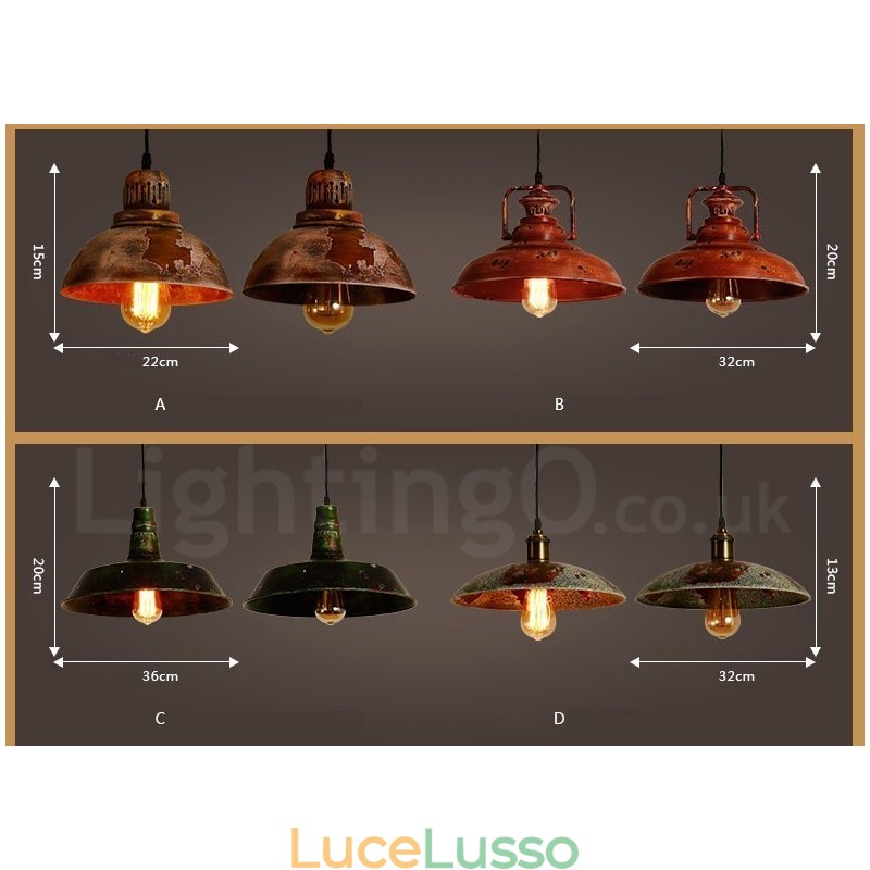 1 luce rustica Lodge retrò vintage lampada a sospensione loft