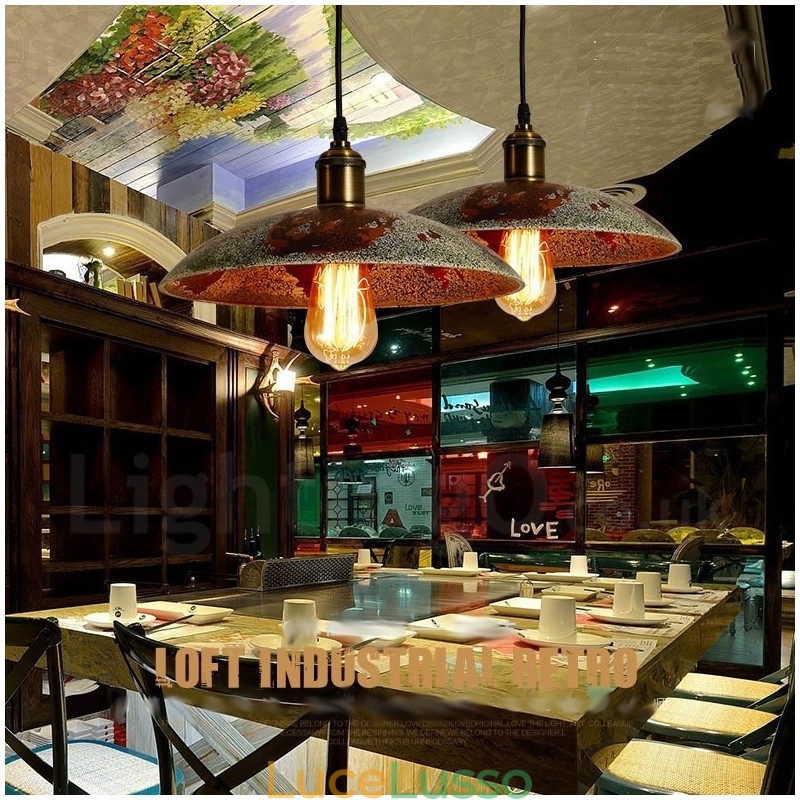 1 luce rustica Lodge retrò vintage lampada a sospensione loft