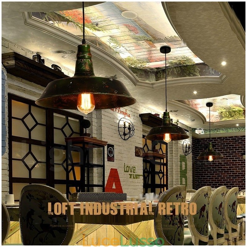1 luce rustica Lodge retrò vintage lampada a sospensione loft
