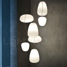 Lampada a sospensione moderna e contemporanea da soffitto con paralume in vetro