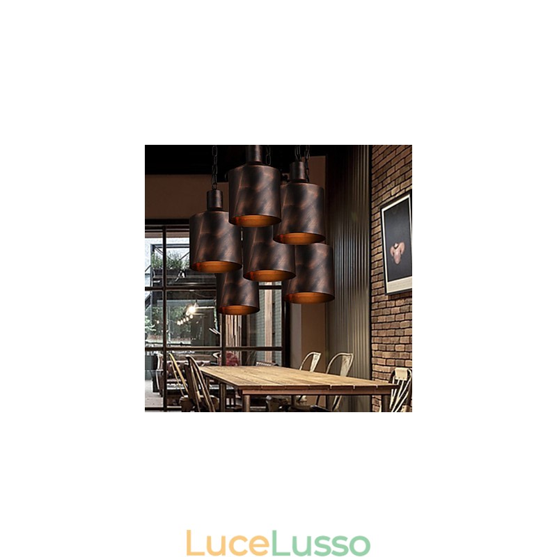 Lampadario rustico Lodge Drum Metal Pendant Light
