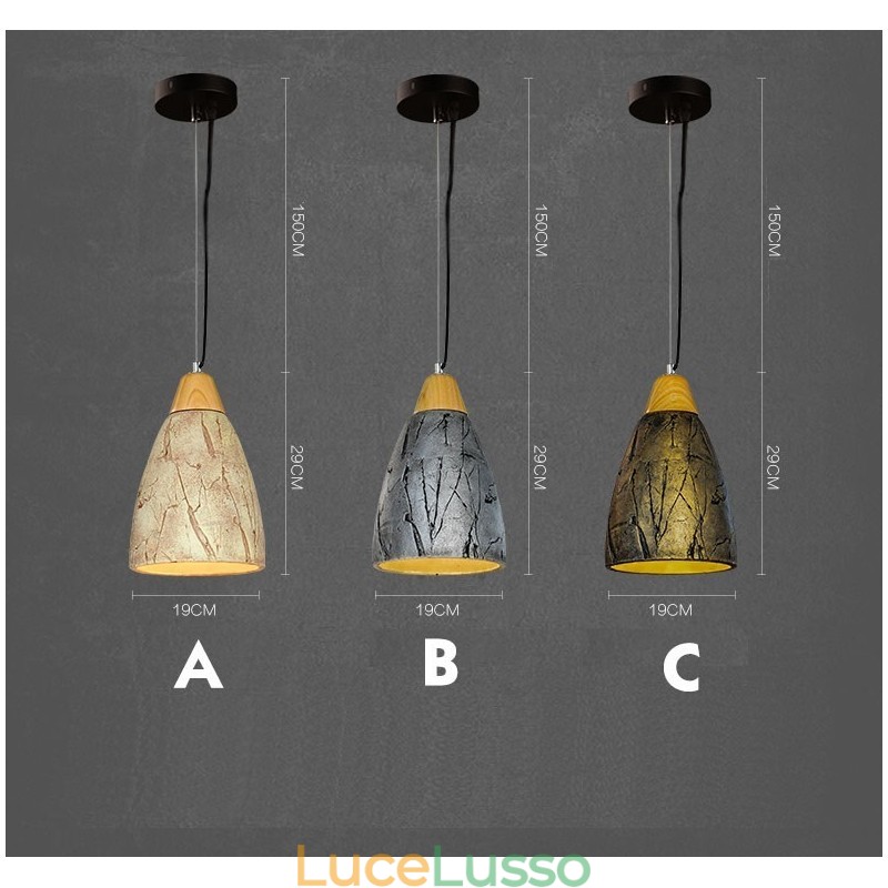 Lampada a sospensione moderna e contemporanea in cemento da 1 luce