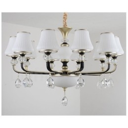 Lampadario moderno contemporaneo retrò di lusso in cristallo con paralume in vetro
