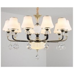 Lampadario moderno contemporaneo retrò di lusso in cristallo con paralume in vetro