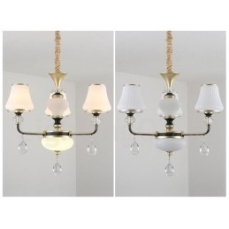 Lampadario moderno contemporaneo retrò di lusso in cristallo con paralume in vetro
