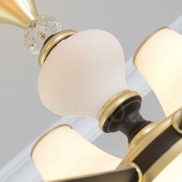 Lampadario moderno contemporaneo retrò di lusso in cristallo con paralume in vetro