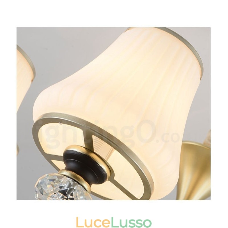 Lampadario moderno contemporaneo retrò di lusso in cristallo con paralume in vetro
