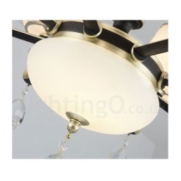 Lampadario moderno contemporaneo retrò di lusso in cristallo con paralume in vetro