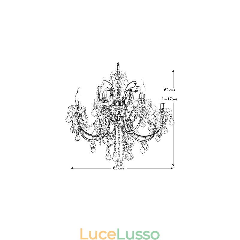 Elegante lampadario di cristallo con 8 luci