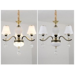 Lampadario moderno contemporaneo retrò di lusso in cristallo con paralume in vetro
