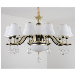 Lampadario moderno contemporaneo retrò di lusso in cristallo con paralume in vetro
