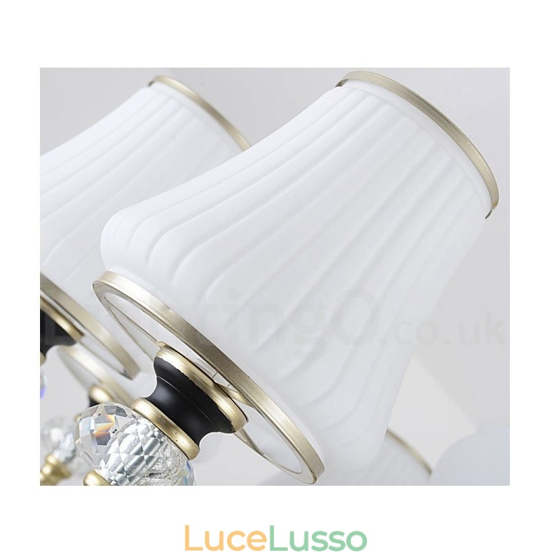 Lampadario moderno contemporaneo retrò di lusso in cristallo con paralume in vetro
