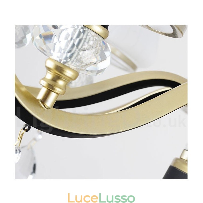 Lampadario moderno contemporaneo retrò di lusso in cristallo con paralume in vetro