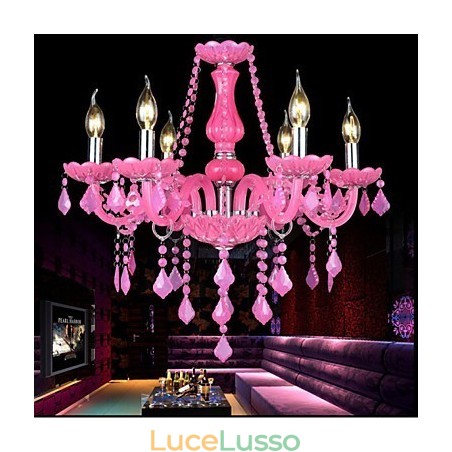 Lampada da caffè Progetto Luce Candela Cristallo Lampada a Sospensione Rosa Lampada da caffè Progetto Luce Candela Cristallo Lampada a Sospensione Rosa