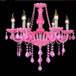 Lampada da caffè Progetto Luce Candela Cristallo Lampada a Sospensione Rosa
