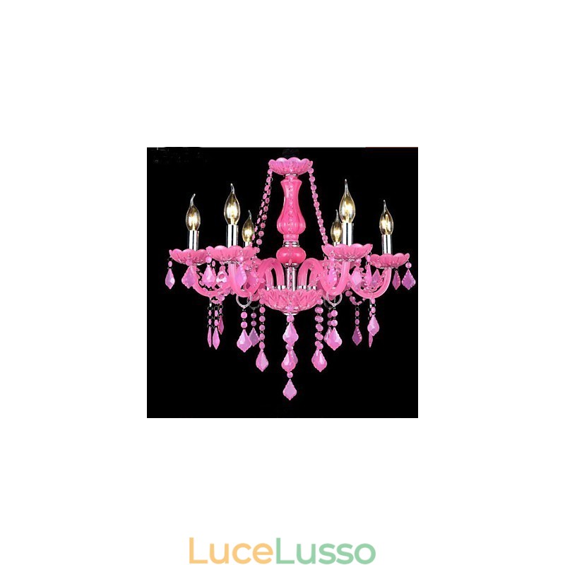 Lampada da caffè Progetto Luce Candela Cristallo Lampada a Sospensione Rosa