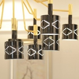 Lampadario moderno contemporaneo in acciaio a 12 luci con paralume in acciaio