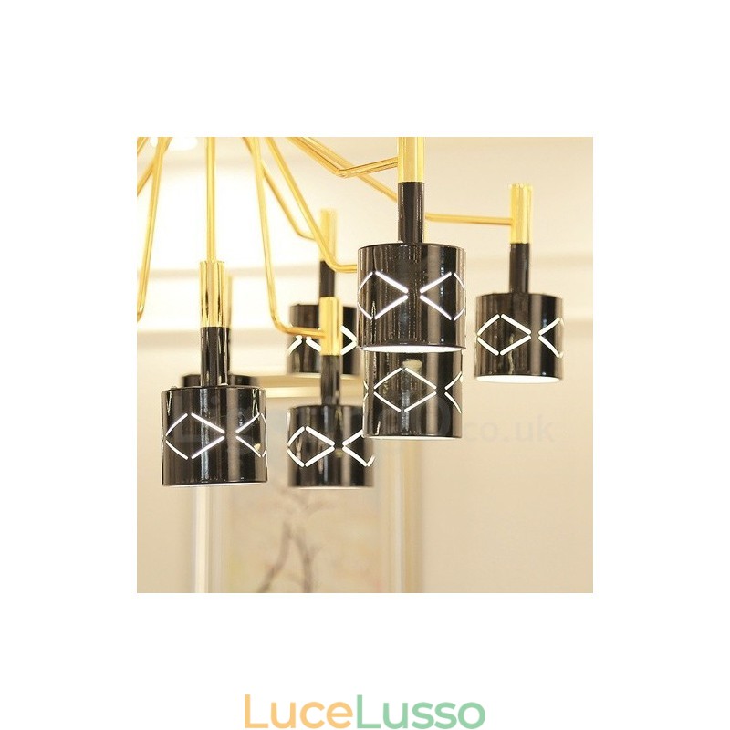 Lampadario moderno contemporaneo in acciaio a 15 luci con paralume in acciaio