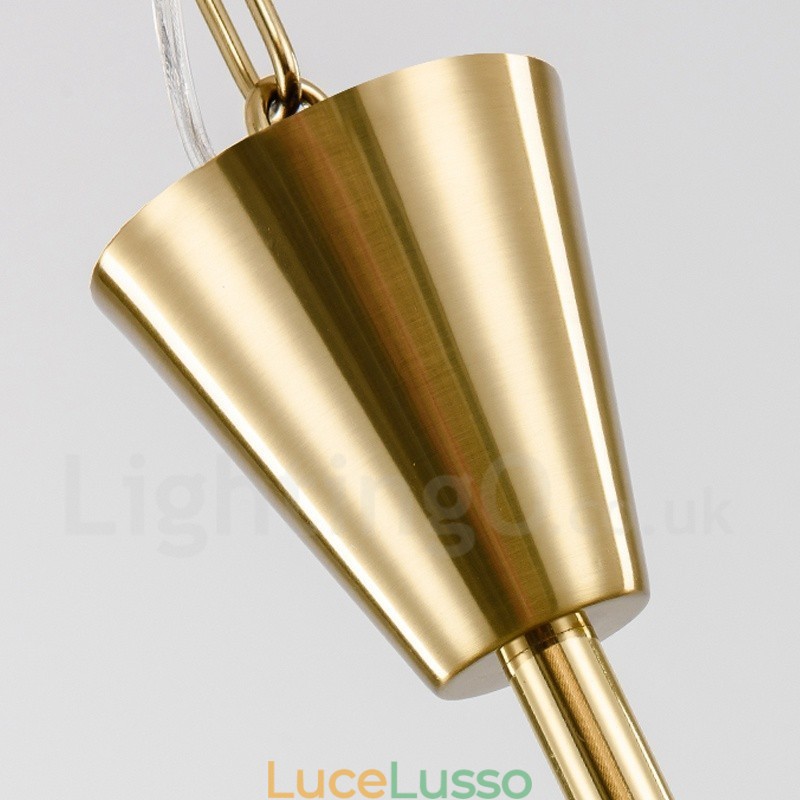 Lampada a sospensione moderna contemporanea in acciaio a 9 luci con paralume in cristallo