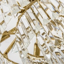 Lampada a sospensione moderna contemporanea in acciaio a 9 luci con paralume in cristallo