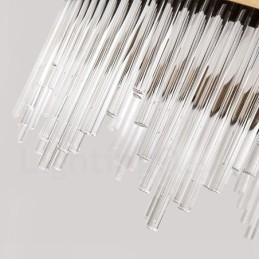 Lampada a sospensione moderna e contemporanea in acciaio con paralume in vetro