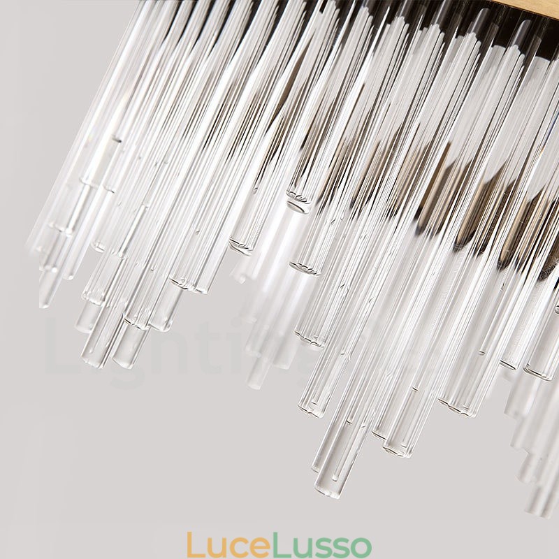 Lampada a sospensione moderna e contemporanea in acciaio con paralume in vetro