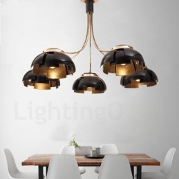 Lampadario moderno contemporaneo in acciaio a 5 luci con paralume in acrilico