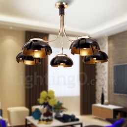 Lampadario moderno contemporaneo in acciaio a 5 luci con paralume in acrilico