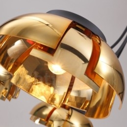 Lampadario moderno contemporaneo in acciaio a 5 luci con paralume in acrilico