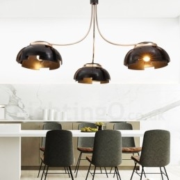 Lampadario moderno contemporaneo in acciaio a 3 luci con paralume in acrilico