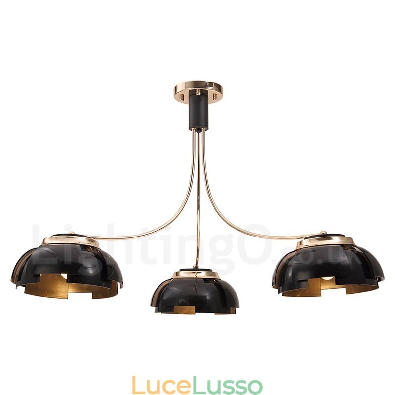 Lampadario moderno contemporaneo in acciaio a 3 luci con paralume in acrilico