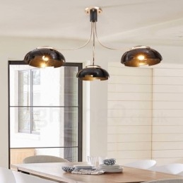 Lampadario moderno contemporaneo in acciaio a 3 luci con paralume in acrilico