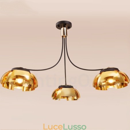 Lampadario moderno contemporaneo in acciaio a 3 luci con paralume in acrilico Lampadario moderno contemporaneo in acciaio a 3 luci con paralume in acrilico